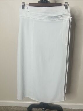 Commense Women’s Light Gray‎ Wrap Tie Slit Midi Skirt Sz M